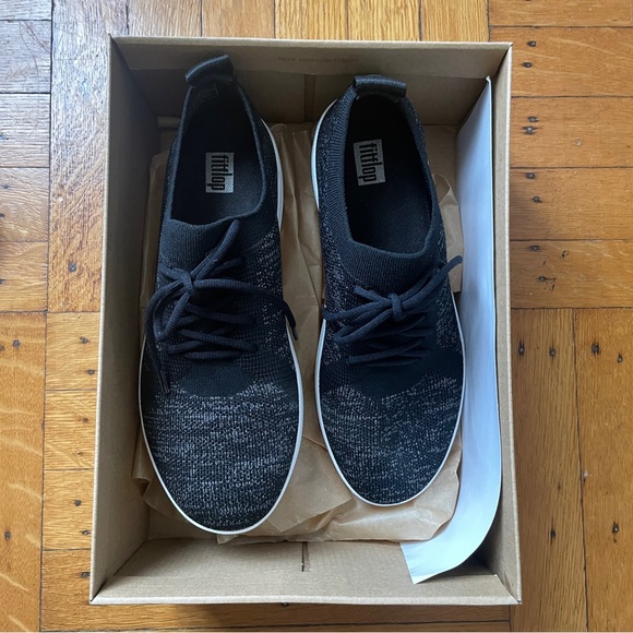 Fitflop Black and White Lace up Sneakers - Picture 3 of 8